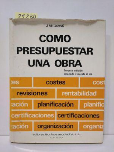 Portada del libro de Como presupuestar una obra