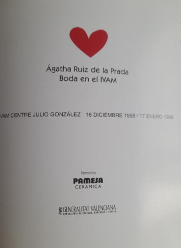 Portada del libro de Agatha Ruiz de la Prada. Boda en el Ivam. 1999 1998 44pp