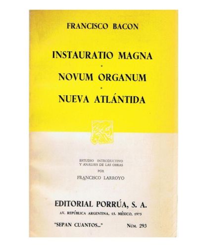 Portada del libro de INSTAURATIO MAGNA * NOVUM ORGANUM * NUEVA ATLÁNTIDA