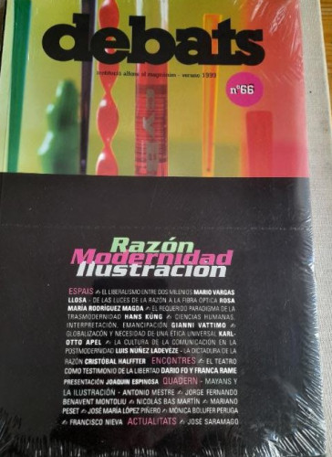 Portada del libro de Debats. Alfonso el Magnanim.Razón, modernidad ilustración. 66 Verano 1999