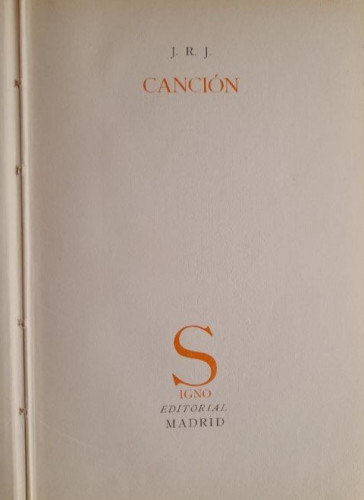 Portada del libro de Canción. Amor y poesía cada día. Jimenez, Juan Ramón. Editorial Signo, Imprenta Aguirre. 1936