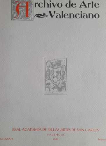 Portada del libro de Archivo de arte valenciano. Real Academia San Carlos. Valencia. 2002 Número único 320 pp
