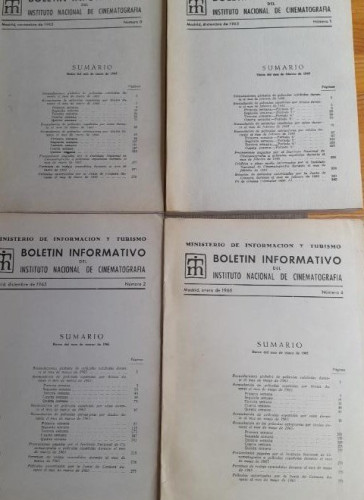 Portada del libro de Boletín informativo del Instituto Nacional de Cinematografía. 4 Vol- 1965 1966 Ver fotos