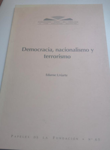 Portada del libro de Democracia, nacionalismo y terrorismo - Edurne Uriarte