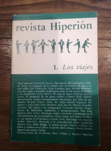 Portada del libro de Los viajes (Revista Hiperión)