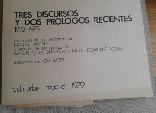 Portada del libro de Tres discursos y dos prólogos recientes, 1972 - 1978 - Emilio García Gomez