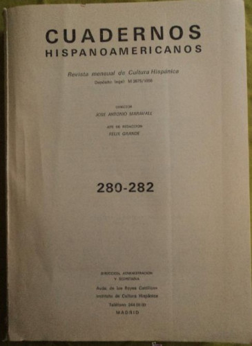 Portada del libro de CUADERNOS HISPANOMAERICANOS. 280-282 DICM1973 600 PAG