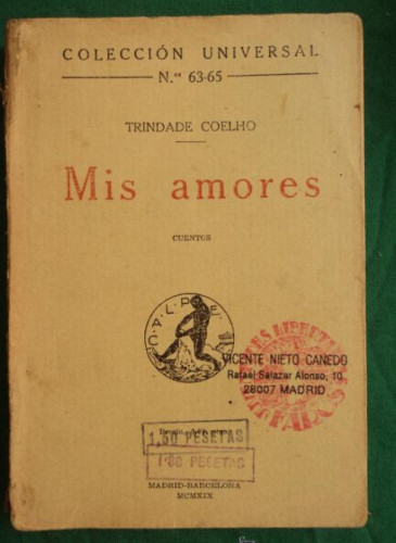 Portada del libro de MIL AMORES . COELHO. CUENTOS. COLEC. UNIVERAL.MCMXIX 250 PAG