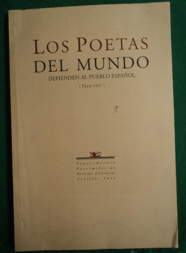 Portada del libro de LOS POETAS DEL MUNDO DEFIENDEN AL PUEBLO ESPAÑOL. RENACIMIENTO 2002 66 PAG