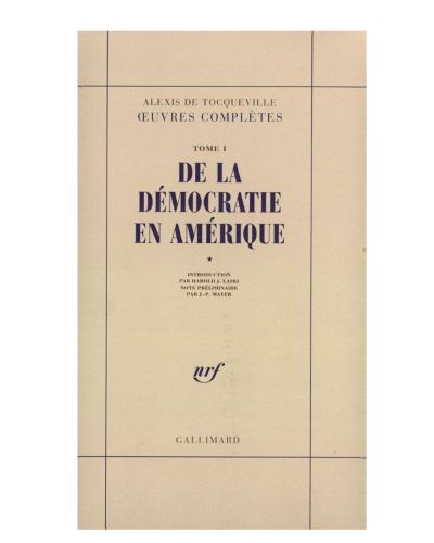 Portada del libro de De la démocratie en Amérique TOME I