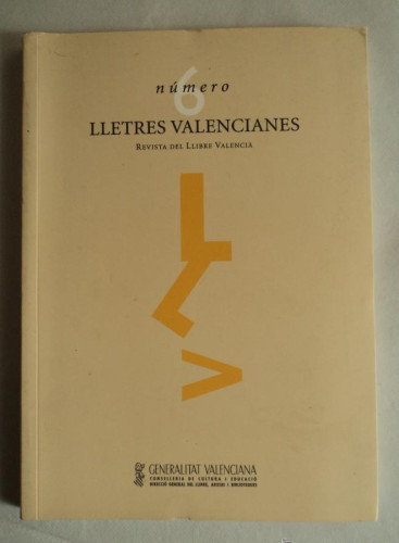 Portada del libro de LLETRES VALENCIANES. Nº 6. GENERALITAT VALENCIANA. 2002 142 PAG