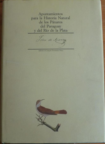 Portada del libro de Apuntamientos para la historia natural de los páxaros del Paraguay y de Río de la Plata Azara,
