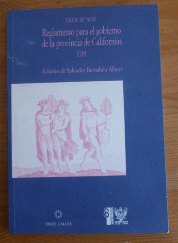 Portada del libro de Reglamento para el gobierno de la provincia de Californias