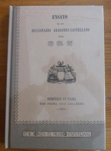 Portada del libro de Ensayo de un diccionario aragonés-castellano. PERALTA, Mariano