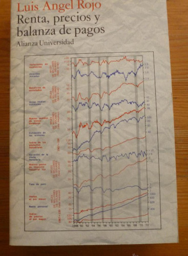 Portada del libro de RENTA, PRECIOS Y BALANZA DE PAGOS. LUIS ANGEL ROJO. ALIANZA UNIVERSIDAD. 1981 497 PAG