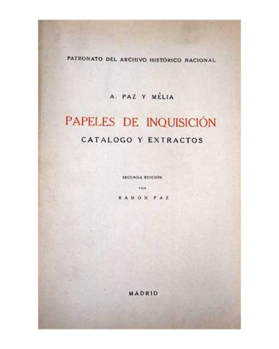 Portada del libro de Papeles de Inquisición