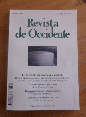 Portada del libro de REVISTA DE OCCIDENTE. MARZO 2013 Nº382 LA ENERGIA DE HOY PARA MAÑANA