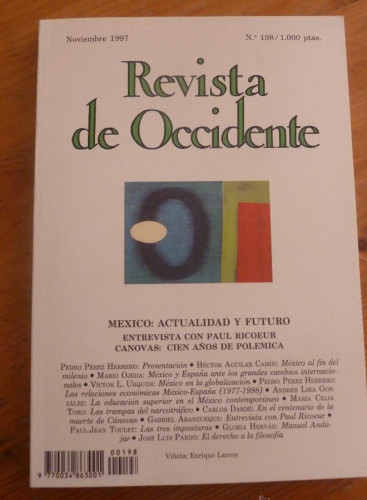 Portada del libro de REVISTA DE OCCIDENTE NOVIEMBRE 1997 Nº 198 MEXICO ACTUALIDAD Y FUTURO