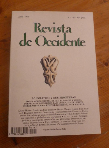 Portada del libro de REVISTA DE OCCIDENTE.ABRIL 1995 Nº 167 LO POLITICO Y SUS FRONTERAS