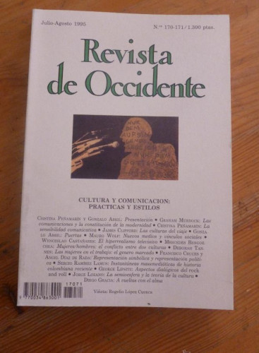 Portada del libro de REVISTA DE OCCIDENTE.JULIO AGOSTO 1995 Nº 170-171 CULTURA Y COMUNICACION. PRACTICAS Y ESTILOS