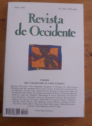 Portada del libro de REVISTA DE OCCIDENTE. JUNIO 1997 Nº 193 VIAJES. DEL VAGABUNDO AL POST-TURISTA