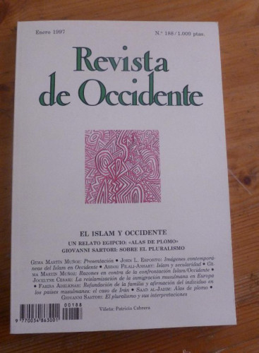 Portada del libro de REVISTA DE OCCIDENTE. ENERO 1997 Nº 188 EL ISLAM Y OCCIDENTE.