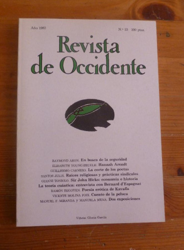 Portada del libro de REVISTA DE OCCIDENTE.AÑO 1983. Nº 23. RAYMOND ARON,SANTOS JULIA, IRIGOYEN, MOLINA FOIX.