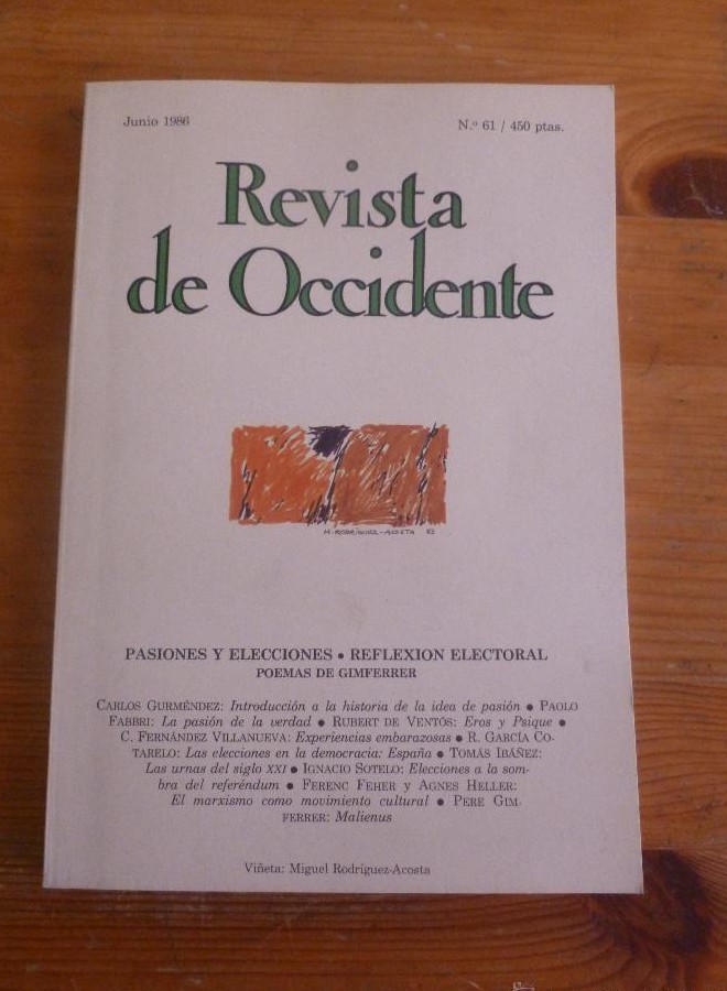 Portada de REVISTA DE OCCIDENTE.. PASIONES Y ELECCIONES. REFLEXION ELECTORAL