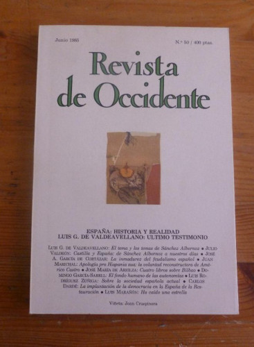 Portada del libro de REVISTA DE OCCIDENTE. JUNIO 1985 Nº 50 ESPAÑA HISTORIA Y REALIIDAD,VALDEA VELLANO.