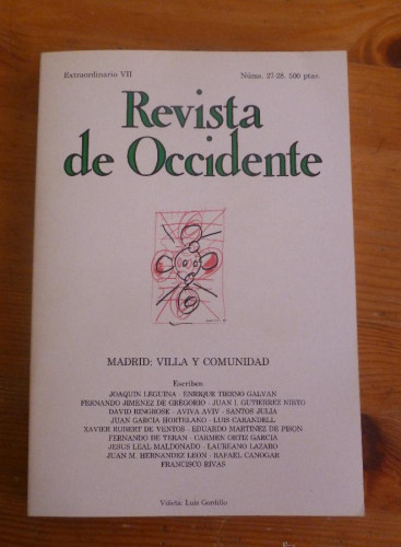 Portada del libro de REVISTA DE OCCIDENTE. EXTRAORDINARIO XII. Nº 27-28 MADRID. VILLA Y COMUNIDAD.