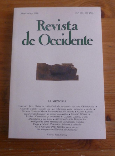 Portada del libro de REVISTA DE OCCIDENTE. SEPTIEMBRE 1999. Nº 100. LA MEMORIA