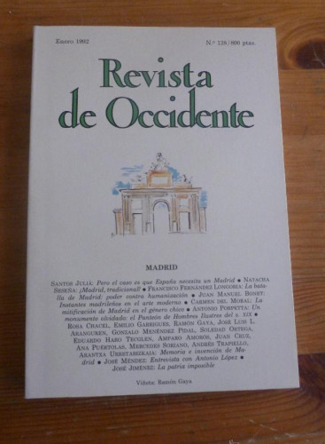 Portada del libro de REVISTA DE OCCIDENTE. ENERO 1992. Nº 128. MADRID