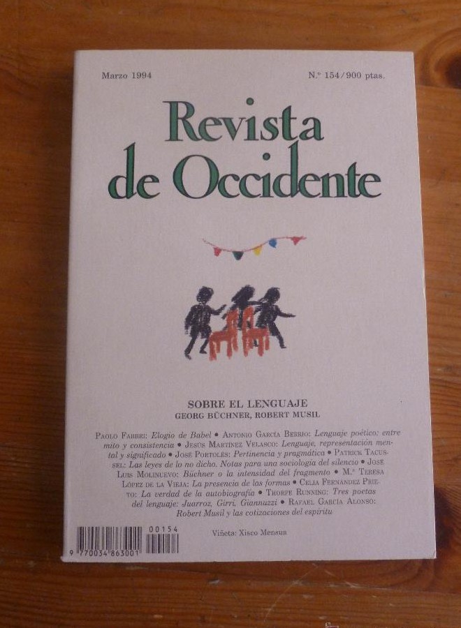 Portada de REVISTA DE OCCIDENTE. MARZO 1994. Nº 154. SOBRE EL LENGUAJE. BUCHNER.ROBERT MUSIL