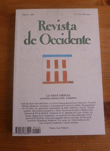 Portada del libro de REVISTA DE OCCIDENTE. MARZO 1993. Nº 142. LA GRAN CIENCIA.AGUSTINA BESSA-LLUIS. CARMEN