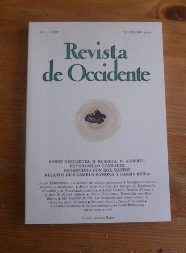 Portada del libro de REVISTA DE OCCIDENTE. JUNIO 1990. Nº 109. SOBRE DESCARTES,B.RUSSELL,R.ALBERTI.ROA BASTOS