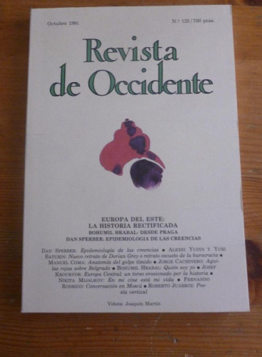 Portada del libro de REVISTA DE OCCIDENTE. OCTUBRE 1991. Nº 125.EUROPA DEL ESTE. LA HISTORIA RECTIFICADA