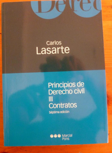 Portada del libro de PRINCIPIOS DE DERECHO CIVIL III. CONTRATOS. CARLOS LASARTE. ED. MARCIAL PONS. 2003 450 PAG