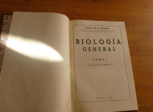Portada del libro de BIOLOGIA GENERAL y APENDICE.. PROFESOR DR. S. ALVARADO.RODRIGUEZ S. PEDRO.2 VOL.y APENDICE. 1959