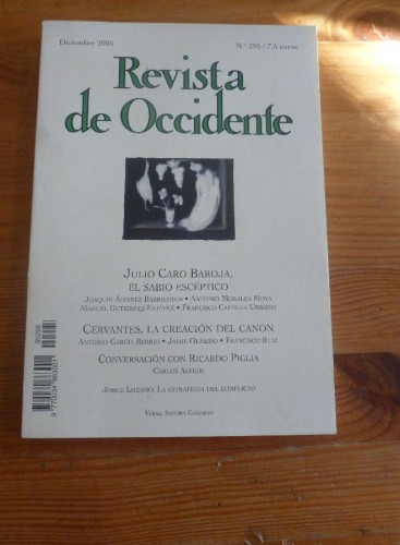 Portada del libro de REVISTA DE OCCIDENTE. DICIEMBRE 2005. Nº 295 JULIO CARO BAROJA. EL SABIO ESCEPTICO. 189 PAG