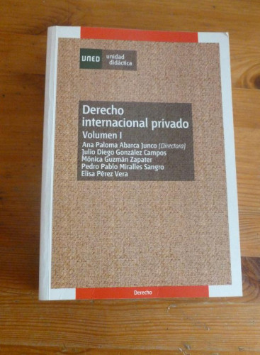 Portada del libro de DERECHO INTERNACIONAL PRIVADO. VOL 1. VARIOS AUTORES. UNED. 2008 539 PAG