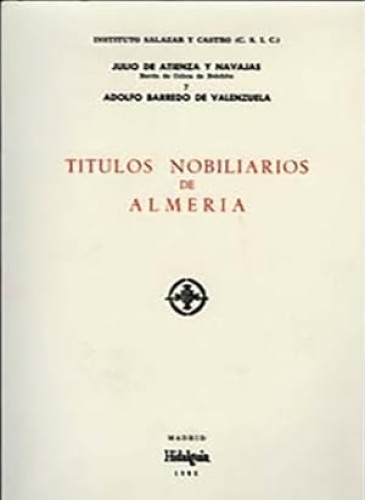 Portada del libro de Titulos nobiliarios de Almeria