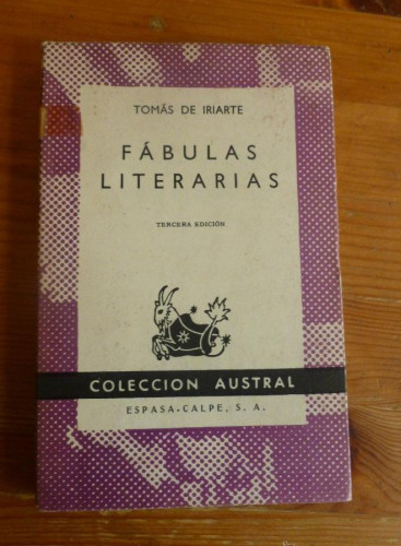 Portada del libro FABULAS LITERARIAS TOMAS DE IRIARTE. ESPASA CALPE. 1965 161 PAG
