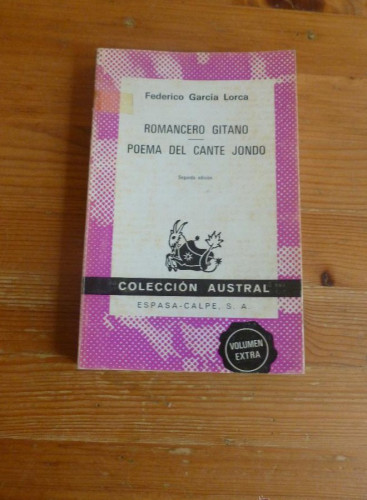 Portada del libro de ROMANCERO GITANO. POEMA CANTE JONDO. GARCIA LORCA. ESPASA CALPE. 1973 212 PAG