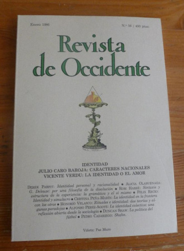 Portada del libro de REVISTA DE OCCIDENTE.ENERO 1986. Nº 56.IDENTIDAD. CARO BAROJA. VICENTE VERDU. 156 pp