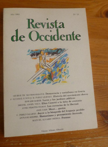Portada del libro de REVISTA DE OCCIDENTE.AÑO 1982. Nº 12. JUNCO, BARAKER, JOSE GAOS, ANTONIO MESTRE. 134 pp