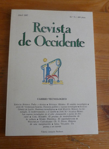 Portada del libro de REVISTA DE OCCIDENTE.abril 1987 nº 71. CAMBIO TECNOLOGICO. 152 pp