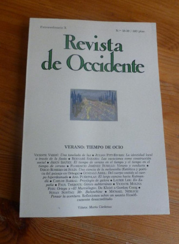 Portada del libro de REVISTA DE OCCIDENTE. EXTRAORDINARIO X.Nº 38-39. VERANO TIEMPO DE OCIO. 214 pp