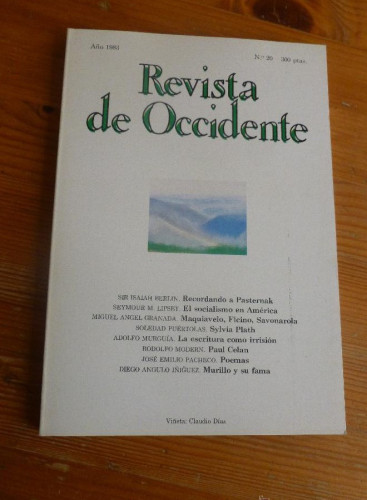 Portada del libro de REVISTA DE OCCIDENTE. AÑO 1983, Bº 20. ISAIAH BERLIN, LIPSET S.PUERTOLAS, MURGUIA. 156 pp