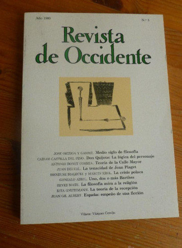 Portada del libro de REVISTA DE OCCIDENTE. AÑO 1980. Nº 3. CASTILLA DEL PINO, BONET CORREA, REYES MATE,GIL ALBERT 173 pp