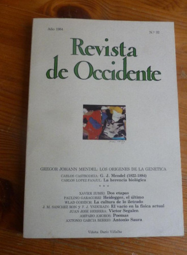 Portada del libro de REVISTA DE OCCIDENTE. AÑO 1984. Nº 32. GREGOR JOHANN MENDEL. LOS ORIGENES DE LA GENETICA. 162 pp